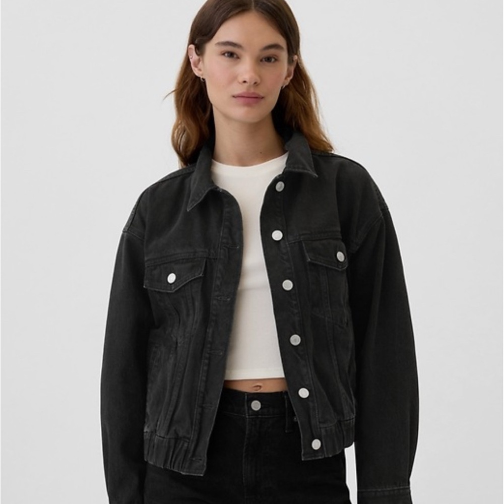 GAP Women's Black Bomber Denim Jacket